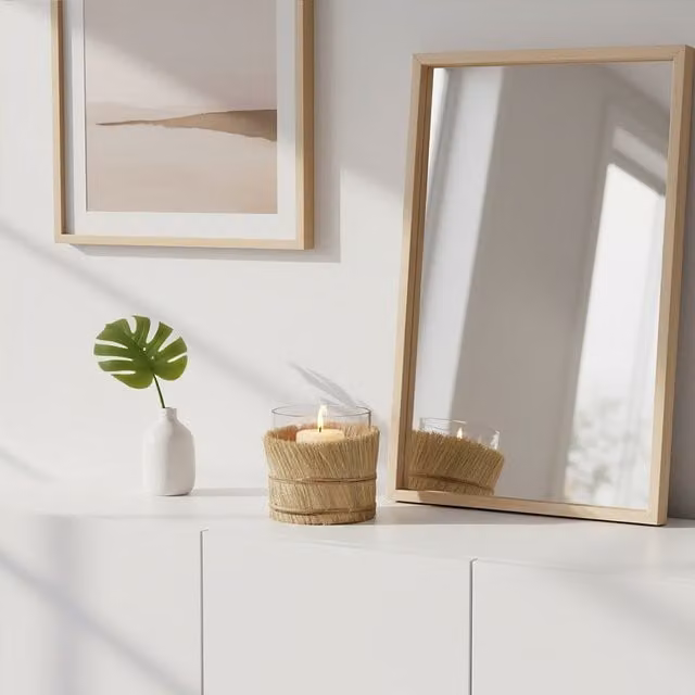 Orsina Coastal Styled Round Glass and Rattan Taper Candle Holder in Beige, Brown and Transparent