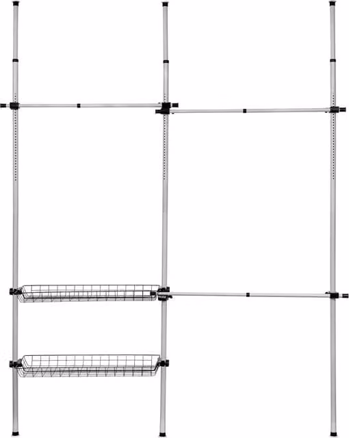 Tectake Telescopic Wardrobe System in Grey and Silver Metal