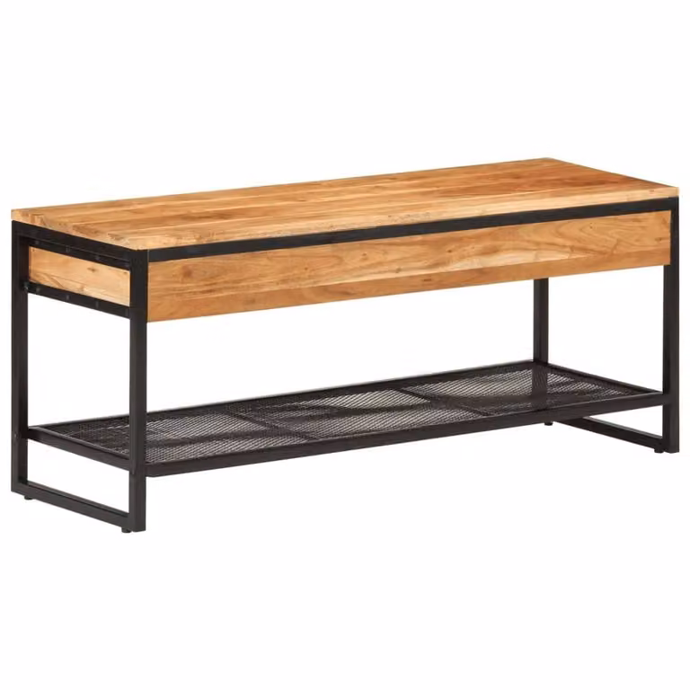 Berkfield Home Industrial Acacia Wood and Iron Shoe Bench in Brown and Black, W: 110 cm, D: 35 cm, H: 45 cm