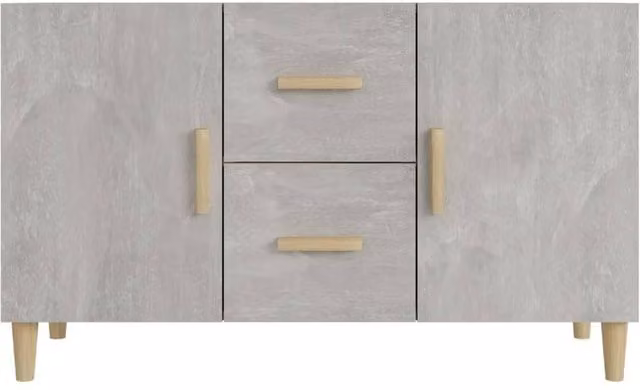 Berkfield Home Sideboard in Concrete Grey, W/D/H: 100 x 36 x 60 cm