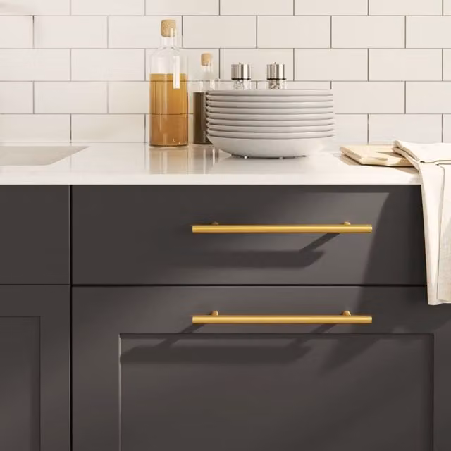 Berkfield Home Gold Brushed Stainless Steel Bar Cabinet Handles, 10 Pack, Length: 192 mm