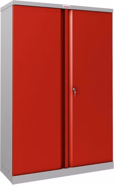 Phoenix Safe Company SCL1491GRK Steel Storage Cupboard in Grey and Red with Key Lock, H 140 cm x W 100 cm x D 30 cm