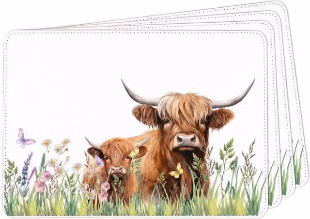 Purely Home Floral Faux Leather Square Placemats, Set of 4, Brown and Multicolour