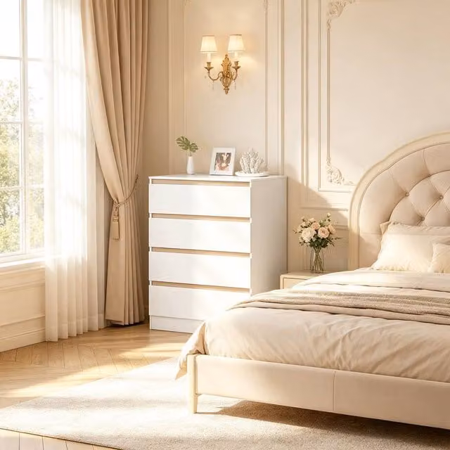 Merax White 4-Drawer Changing Unit and Chest of Drawers with Detachable Top