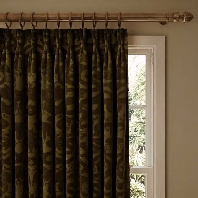 House of Hackney Anaconda Velvet-Jacquard Floral Curtain in Laurustine Purple and Green