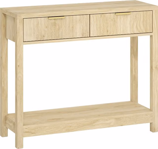 HOMCOM Modern Console Table with Fluted Panel Drawers and Shelf, Brown, W/D/H: 90 x 30 x 76 cm