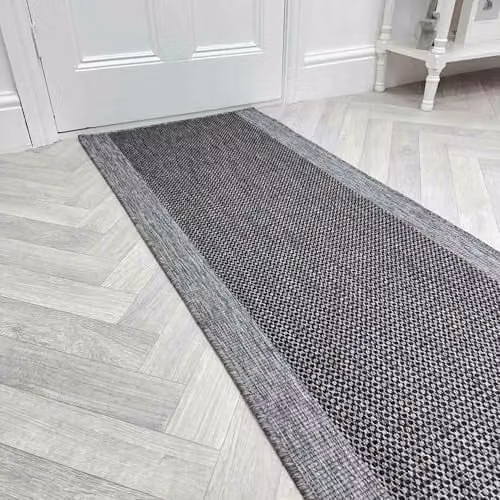 runrug Reversible Indoor/Outdoor Hallway Runner Rug in Blue and Grey, W: 60 cm, L: 150 cm
