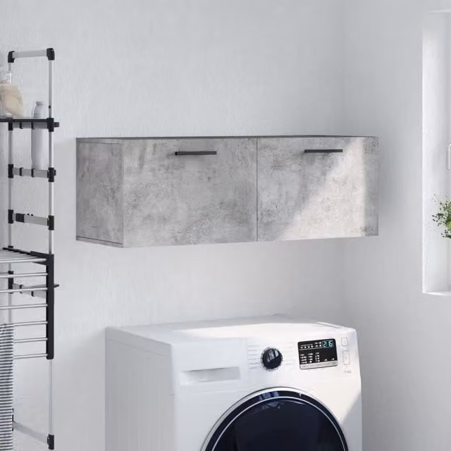 Berkfield Home Wall Mounted Cabinet in Concrete Grey, W/D/H: 100 x 36.5 x 35 cm