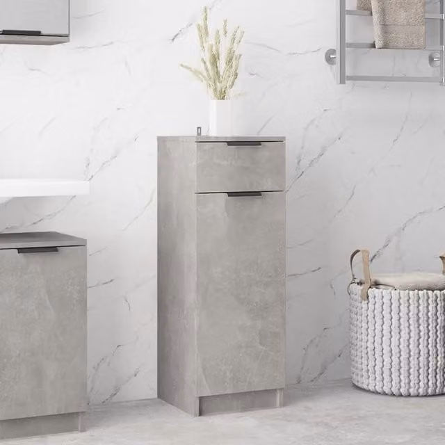 Berkfield Home Freestanding Bathroom Cabinet in Grey, W/D/H: 32 x 34 x 90 cm
