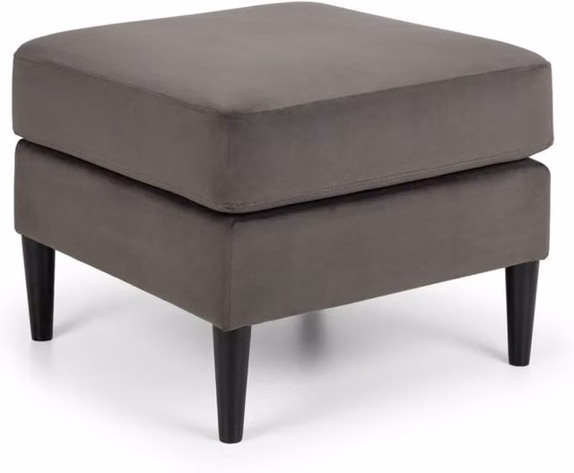 Ashfield Modern Rectangular Upholstered Ottoman in Grey Velvet with Oak Frame