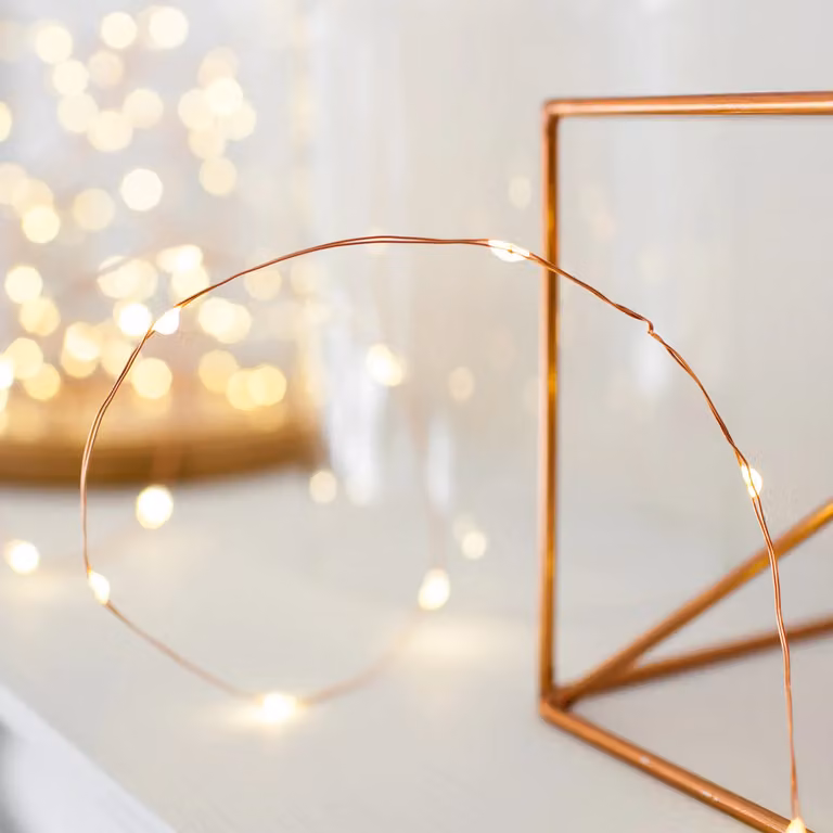 Lights4fun 20 Warm White LED Copper Micro Fairy Lights
