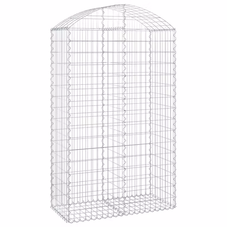 Berkfield Home Arched Gabion Basket in Silver Galvanised Steel, W: 100 cm, D: 50 cm, H: 160-180 cm