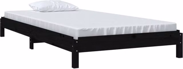 Berkfield Home Stack Bunk Bed in Black Solid Pine Wood, W/D/H: 190 x 75 x 81.5 cm