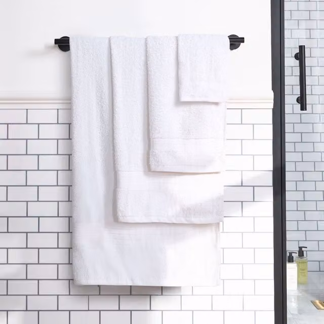 OHS 10 Pack of White Fluffy 100% Cotton Terry Bathroom Hand Towels