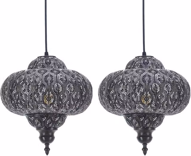 First Choice Lighting Lucero Set of 2 Bronze Moroccan Easy Fit Pendant Shades