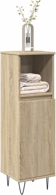 Berkfield Home Sonoma Oak Bathroom Cabinet in Brown, W/D/H: 30 x 30 x 100 cm