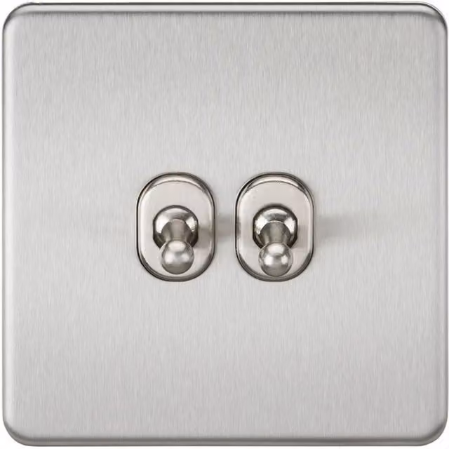 Knightsbridge Screwless 10AX 2G 2-Way Toggle Switch in Brushed Chrome