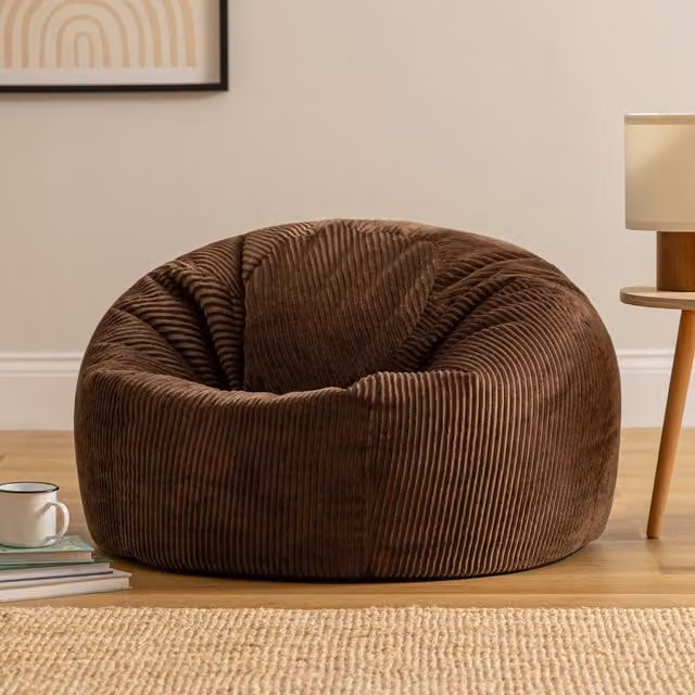 ICON Classic Cord Bean Bag in Chocolate Brown with Removable Cover
