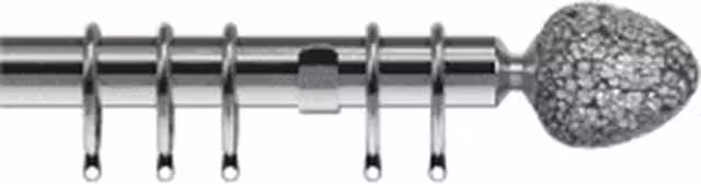 New Edge Blinds Metal Curtain Pole Set with Alexia Finial in Silver, Length: 105 cm