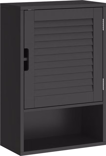 HOMCOM Black Wall Mounted Bathroom Cabinet with Soft Close Hinged Doors and Internal Shelves, W: 40 cm, D: 20 cm, H: 60 cm
