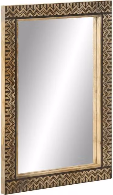 Berkfield Home Rectangular Bathroom Wall Mirror in Brown, Solid Mango Wood and Glass, W: 50 cm, H: 70 cm