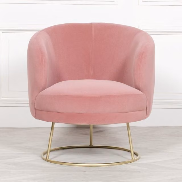 Glasstone Deco Pink Velvet Armchair in Grey and Gold