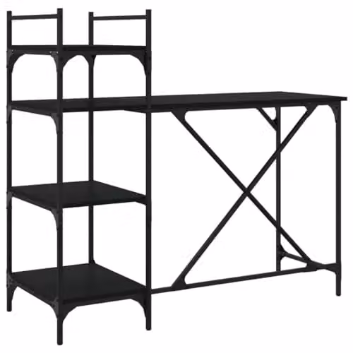 vidaXL Computer Desk with Shelves, Black, W/D/H: 120 x 47 x 109 cm