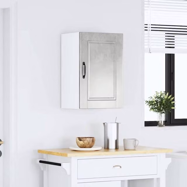 Berkfield Home Porto Wall Mounted Kitchen Cabinet in Concrete Grey Engineered Wood, W/D/H: 60.0 x 25.0 x 40.0 cm