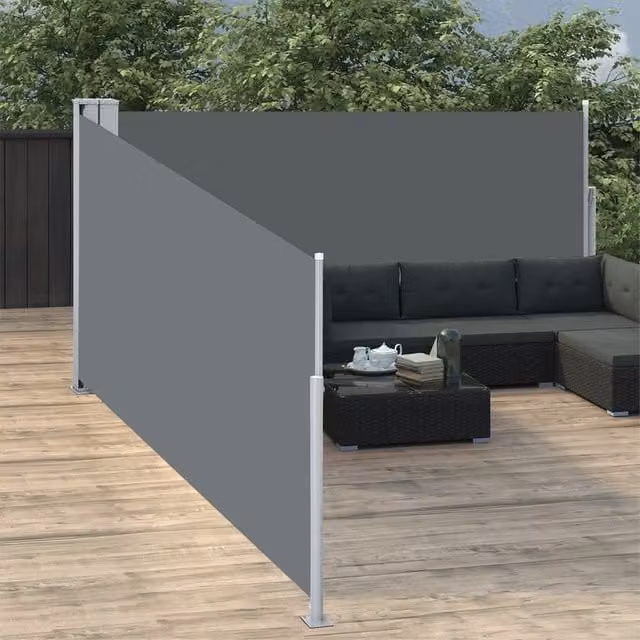Berkfield Home Retractable Side Awning in Anthracite Black, W: 100 cm, H: 1000 cm