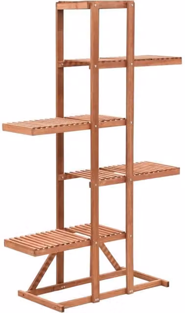 Berkfield Home Lacquered Wood Plant Stand in Brown, W/D/H: 86 x 36 x 139 cm