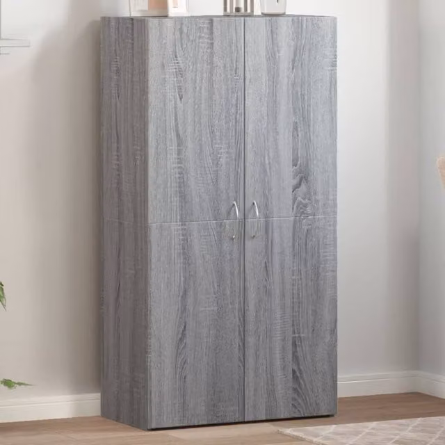 Berkfield Home Grey Sonoma Freestanding File Cabinet with Hinged Doors and Internal Shelves, W/D/H: 60 x 32 x 115 cm