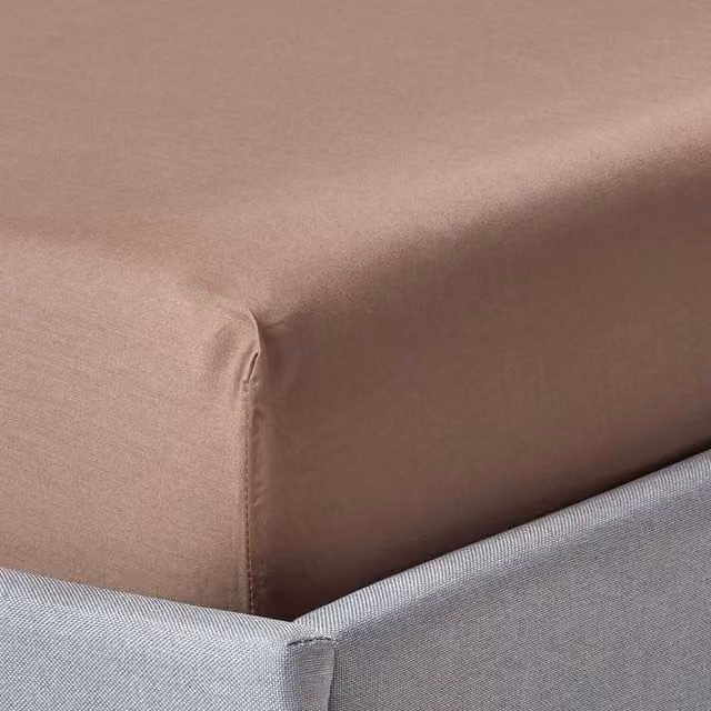 Homescapes Organic Egyptian Combed Cotton Fitted Sheet, Brown, W: 180 cm x D: 200 cm