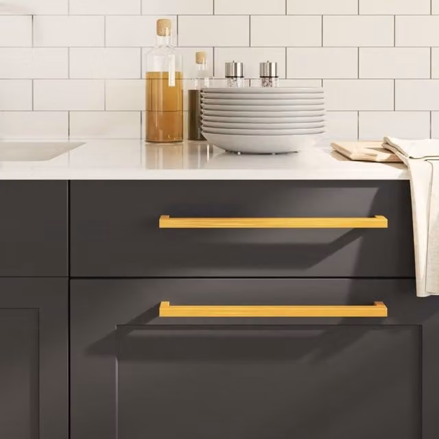 Berkfield Home Gold Brushed Stainless Steel Bar Cabinet Handles, 5 Pack, Length: 320 mm