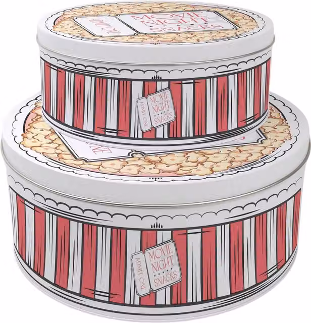 Purely Home Movie Snacks Metal Tin Set in Multicolour