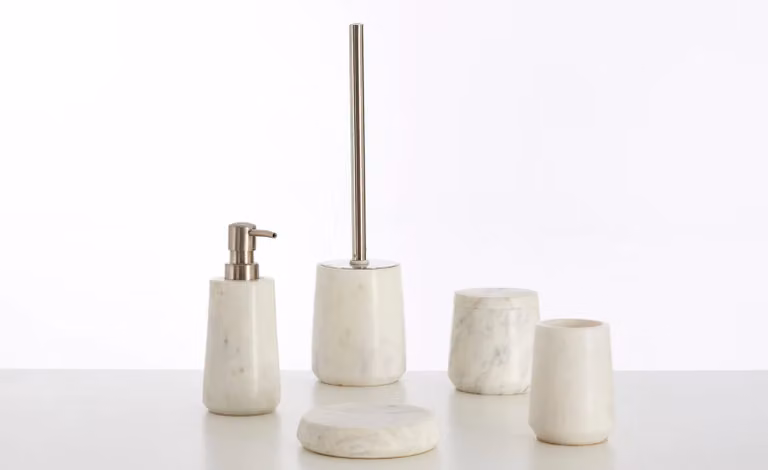 Orsina Marble Effect Toilet Brush in Dark Grey and White