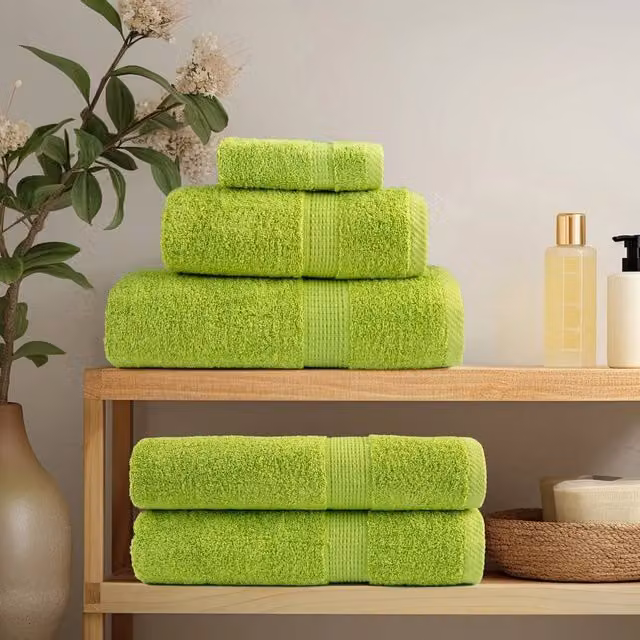 Berkfield Home SOLUND Premium Cotton Terry Towels, 2 Pack, Apple Green, W: 100 cm, L: 200 cm, 600 gsm
