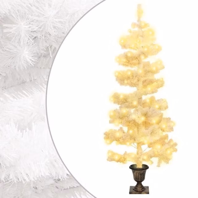 Berkfield Home Swirl Pre-lit White Tabletop Christmas Tree with Pot, Height: 120 cm