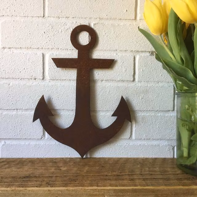 RW NORFOLK Brown Metal Anchor Wall Decoration and Maritime Garden Feature