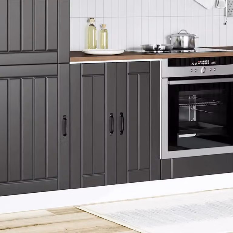 Berkfield Home Lucca Black Matt MDF Freestanding Kitchen Sink Base Cabinet