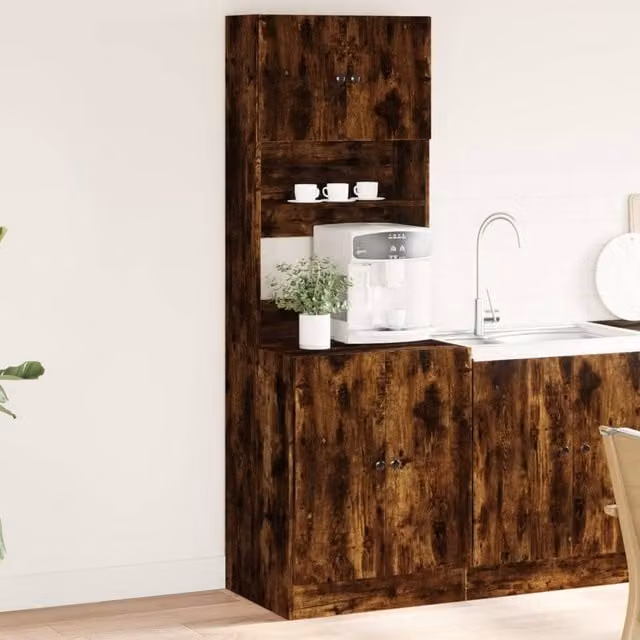 Berkfield Home Smoked Oak Kitchen Tall Cabinet in Brown, W/D/H: 60 x 50 x 180 cm