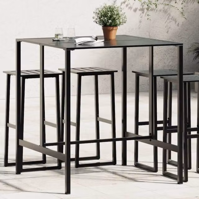 Berkfield Home Modern Square Bar Table in Black Powder-coated Steel, W/D/H: 100 x 100 x 110 cm