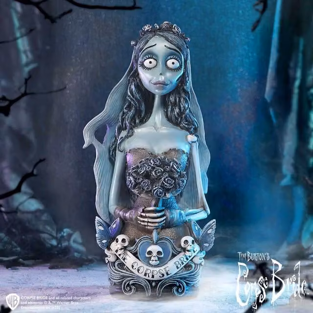Nemesis Nows Corpse Bride Emily Blue Floral Bust, Height: 30 cm