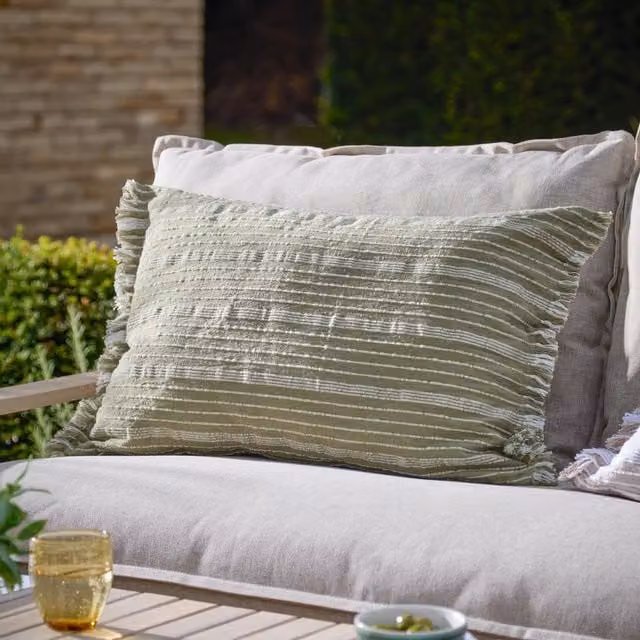 Make It A Home Striped Scandinavian Outdoor Cushion Cover in Green and Brown