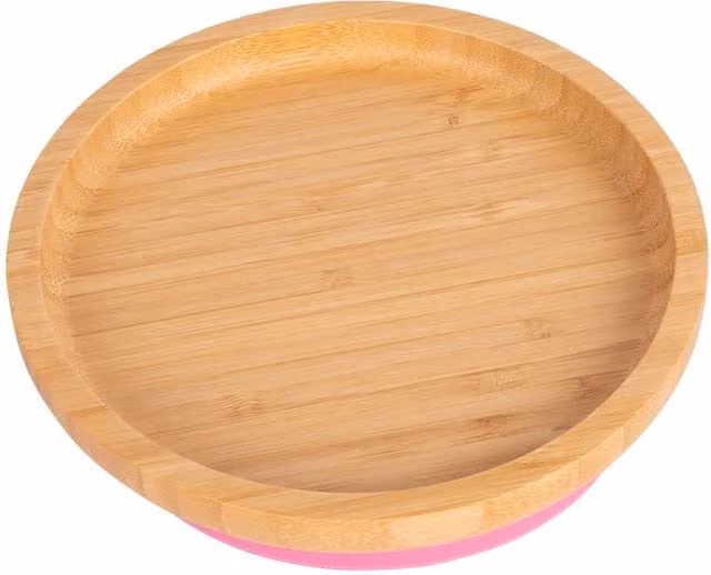 Tiny Dining Round Bamboo Baby Suction Plate in Pink
