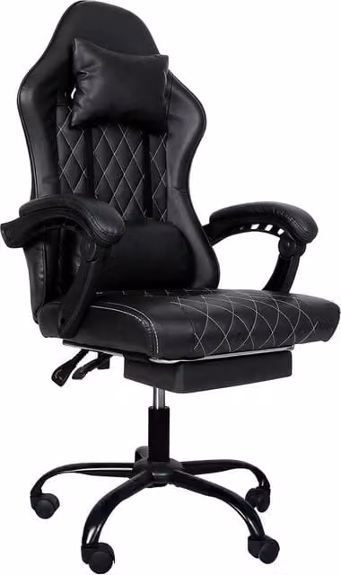 Levede Ergonomic Gaming Chair in Black with Headrest, Adjustable Height and Swivel Function