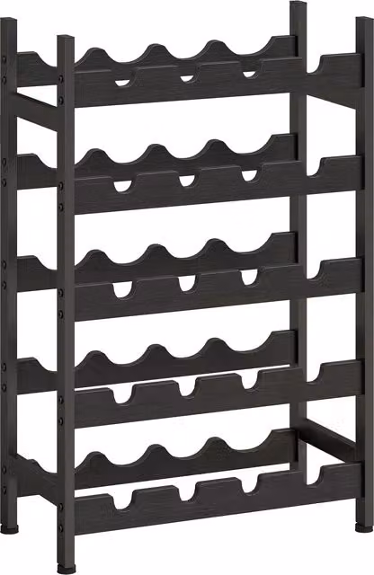 HOMCOM Industrial 5-Tier Freestanding Wine Rack and Liquor Cabinet in Black