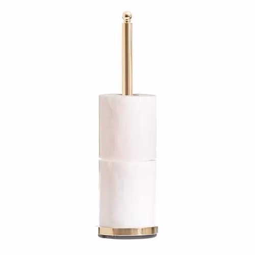 Orsina Freestanding Toilet Roll Holder with Spare Roll Holder in Gold and White