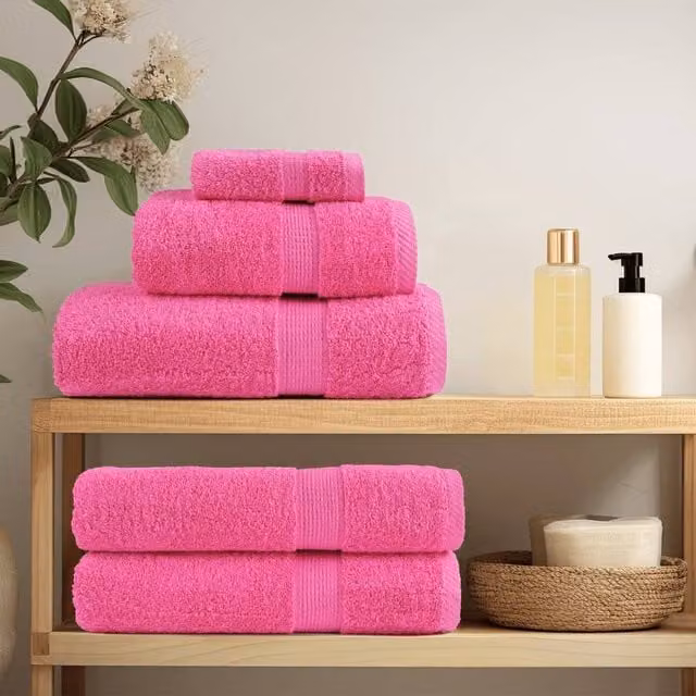 Berkfield Home SOLUND Premium Cotton Terry Bath Towels, 4 Piece Set, Pink, W: 100 cm, L: 150 cm, 600 gsm