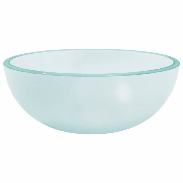 Berkfield Home Round Tempered Glass Countertop Basin in Beige, W: 30 cm, D: 30 cm, H: 12 cm