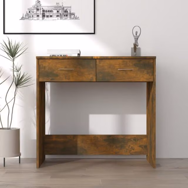 Berkfield Modern Writing Desk in Smoked Oak Brown, W/D/H: 80 x 40 x 75 cm